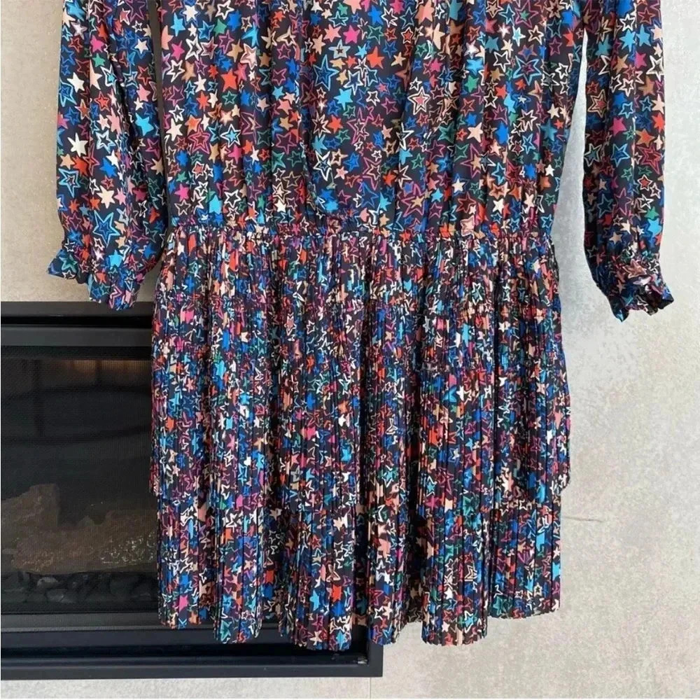 Anthropologie Current Air Aurelie Pleated Mini Dress Star Print Galaxy, Size M - Picture 6 of 10